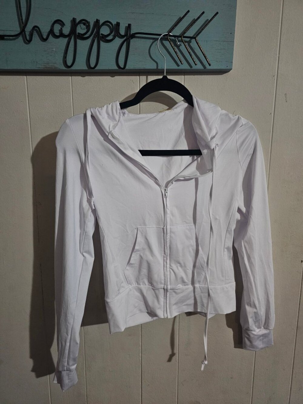 Daisy Womens Zip Up Hoodie Size S White Lightweight NWT Kangaroo Pocket